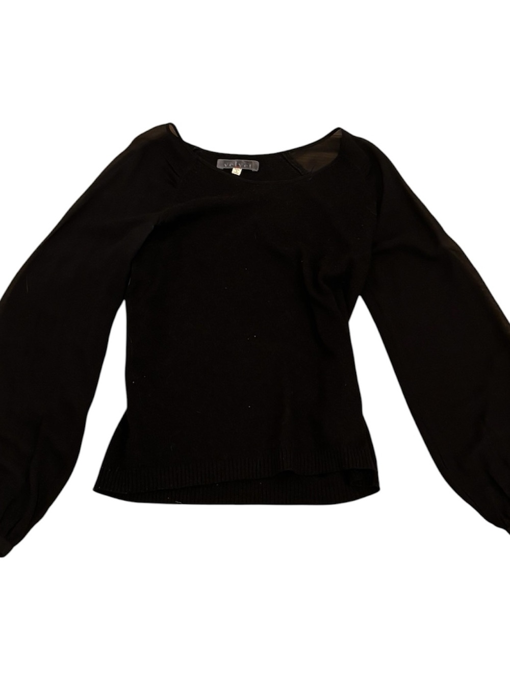Velvet Black Off-the-Shoulder Balloon Sleeve Sweater